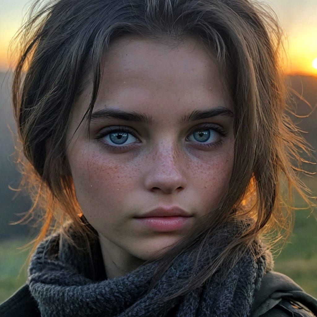 Sunrise Reflection in Eyes, Misty Forest