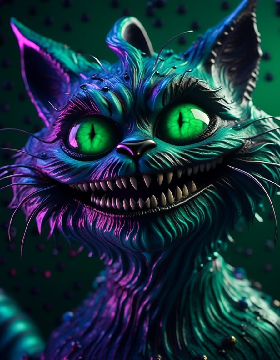 Emerald Cheshire Cat in Detailed 3D Render