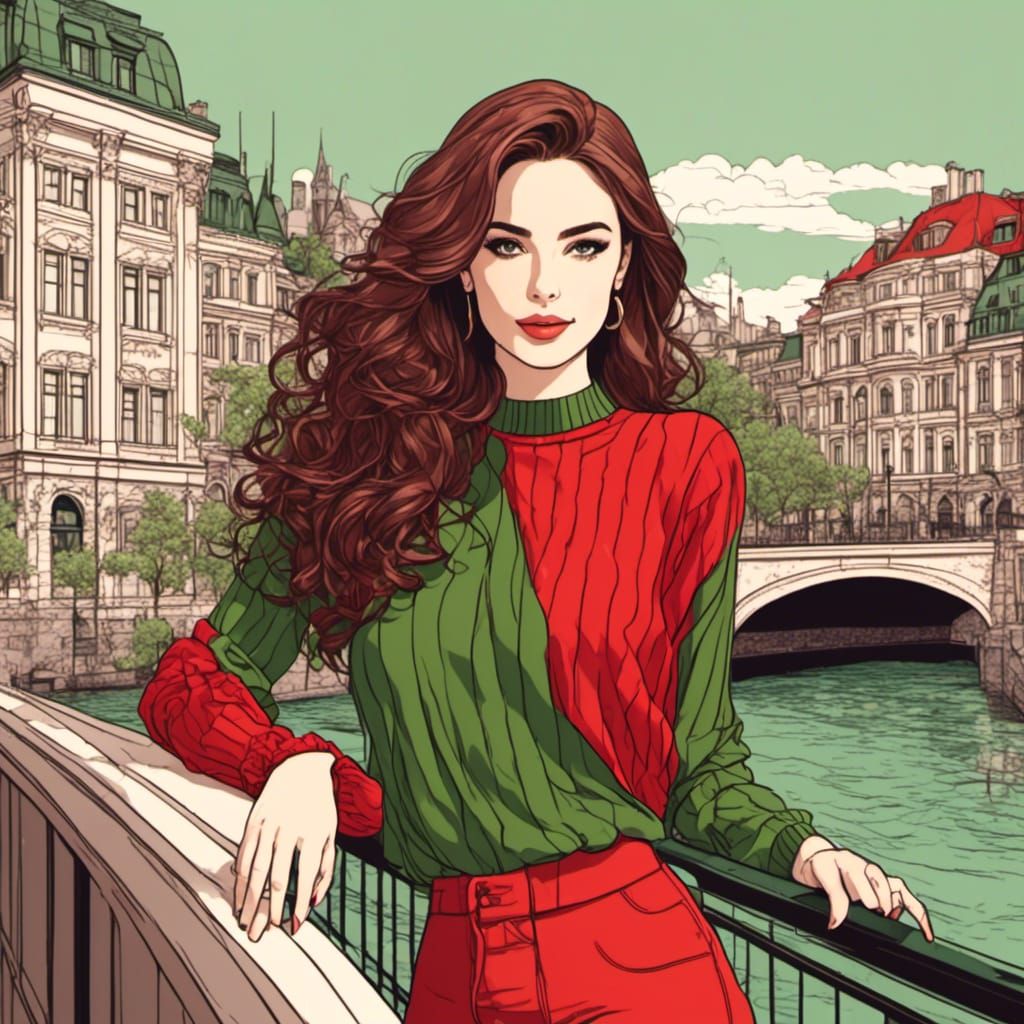<lora:Line Art Style:1.0> Wonderful woman, long brown hair, ...