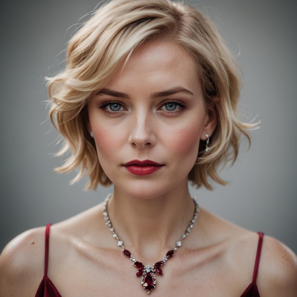 Woman's Ruby Necklace: Macro Portrait in Soft Light
