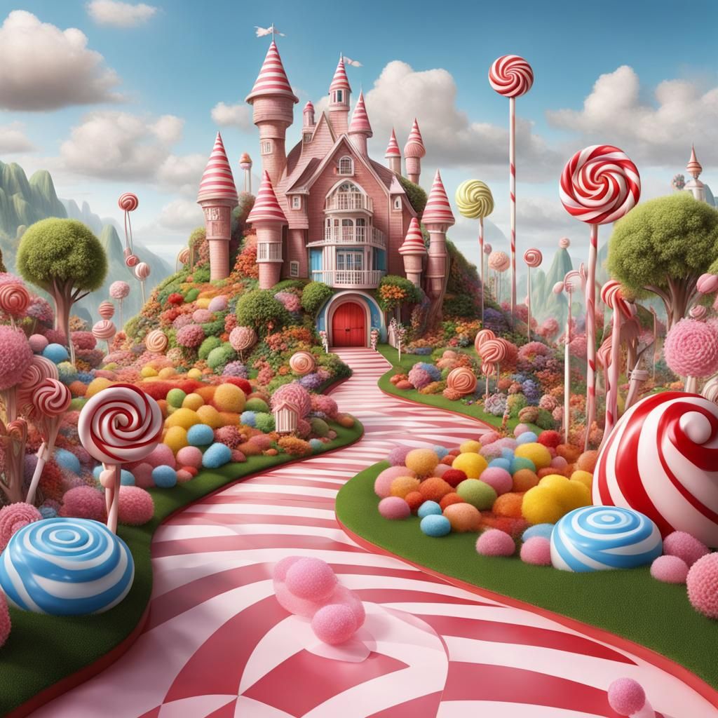 Elegant Candyland Kingdom in Animated Vogue Style