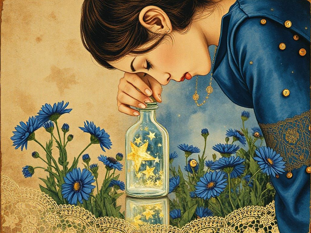 Mother's Embrace in Burnt Sienna and Gold Hues