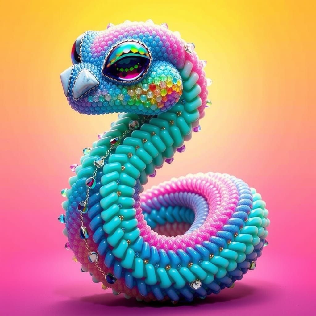 Shimmering Gemstone Bead Necklace in Delicate Digital Art St...