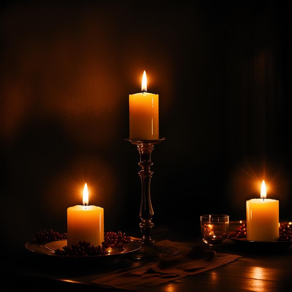 Candlelit Scene in the Dark