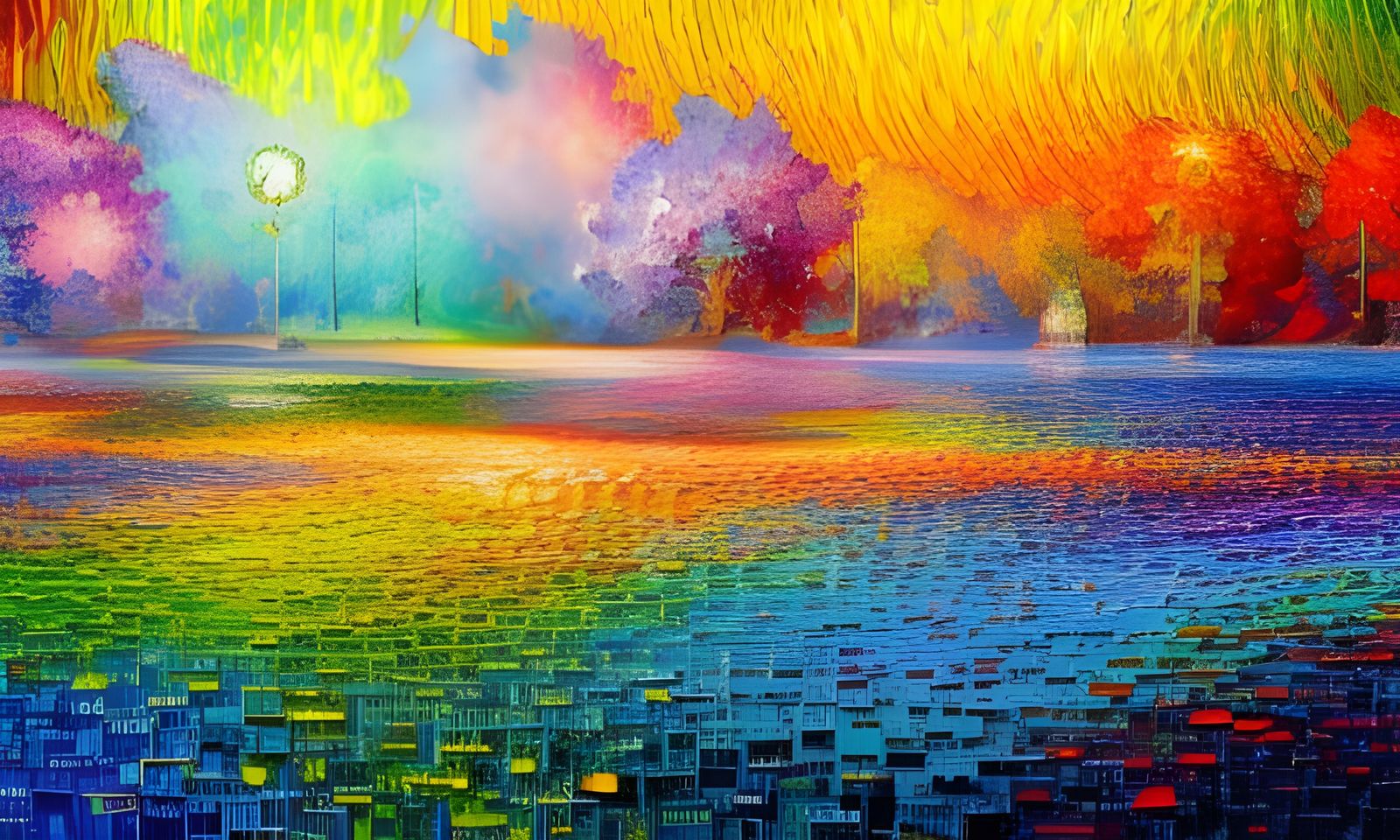 Luminous Metallic Flowers in Moonlight: Neo-Impressionist St...