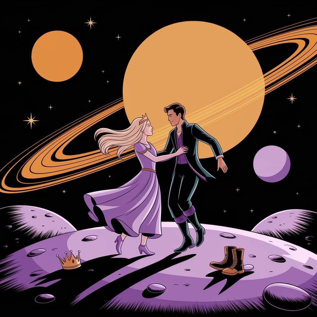 Ethereal Dance on Lavender Asteroid under Starlight