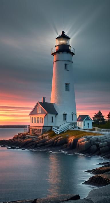 Dramatic Lighthouse in Maine, 8K Resolution