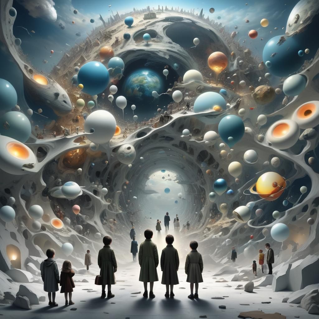 Lost Humans in Gigantic World: Surrealist 3D Art