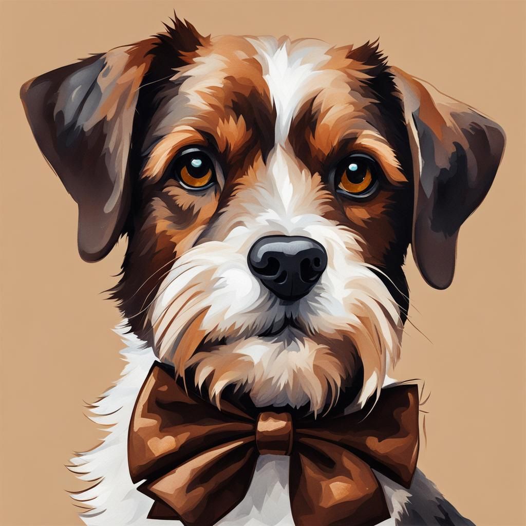 Cute Dog with Bow in Abstract Style