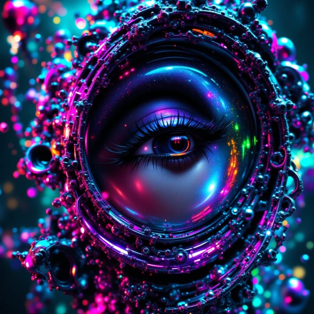 Cyberpunk Girl Witnessing Apocalyptic Future