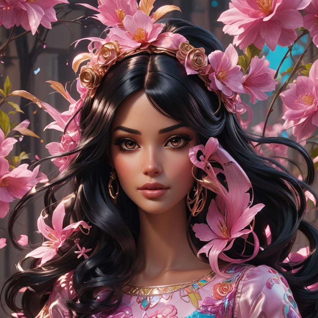 Detailed Portrait of Girl with Barbie Doll