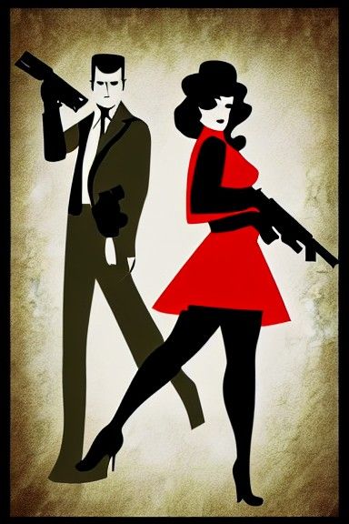 Secret Agent and Assassin in Film Noir Style
