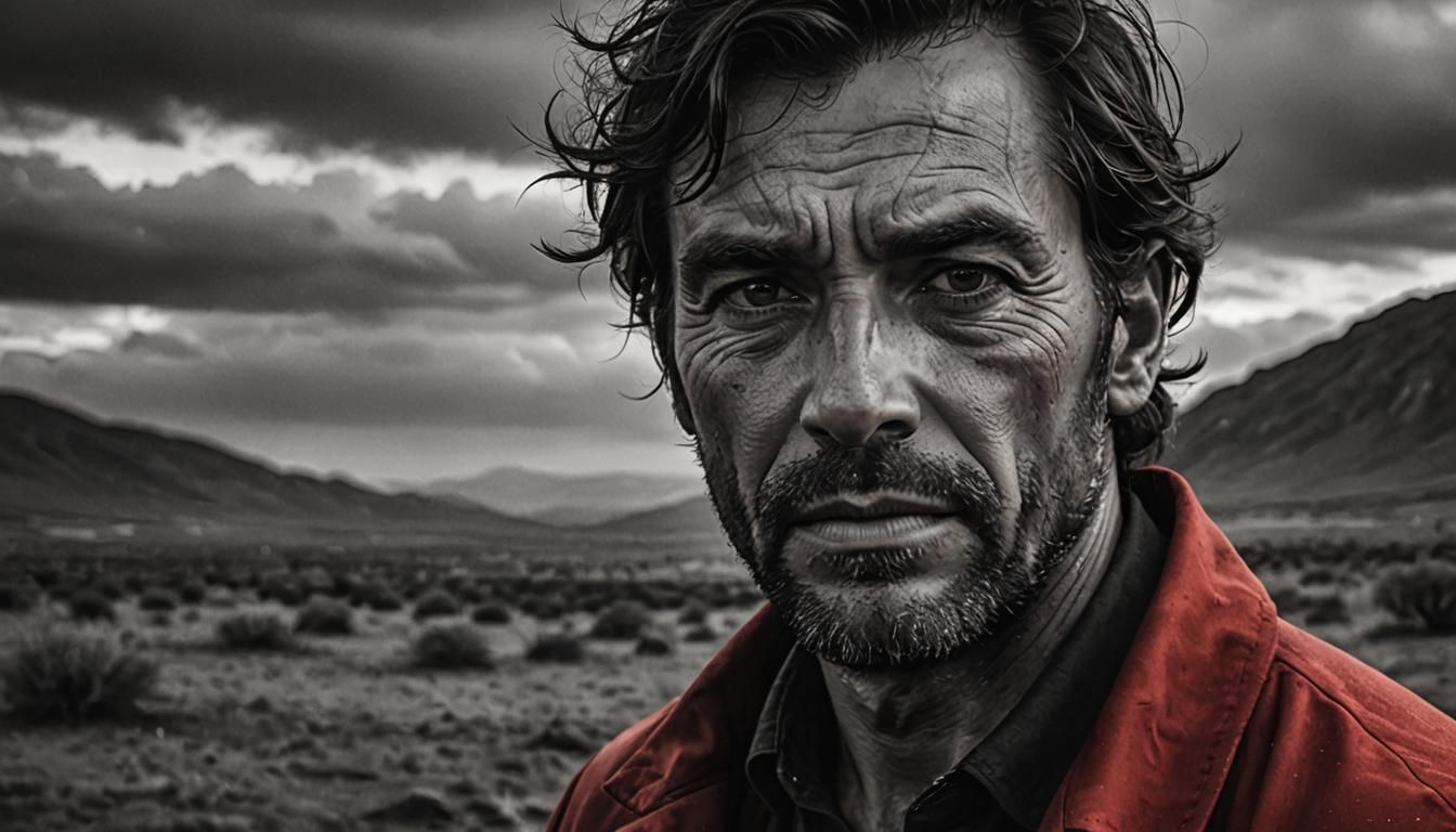 Monochromatic Red Landscape Portrait