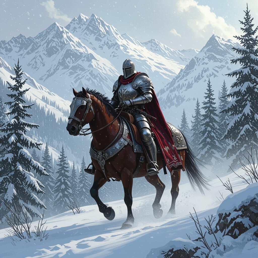Skyrim-Style Knight in Nordic Landscape