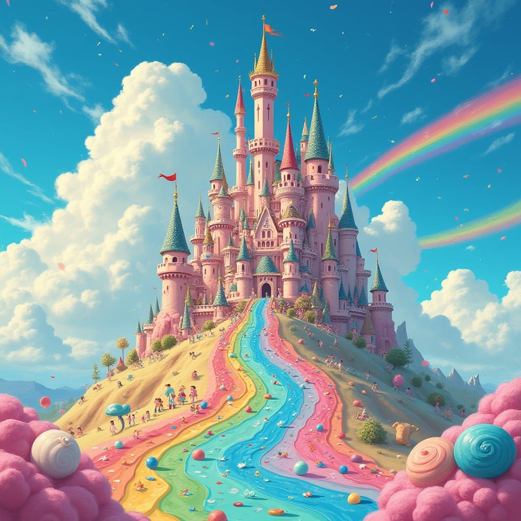 Ice Cream Castle in Ghibli Anime Style