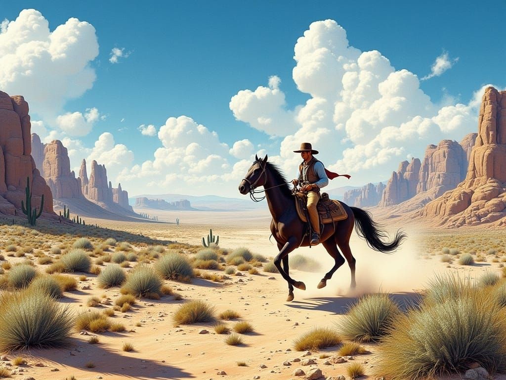 Cowboy in Tabernas Desert: Wild West Landscape