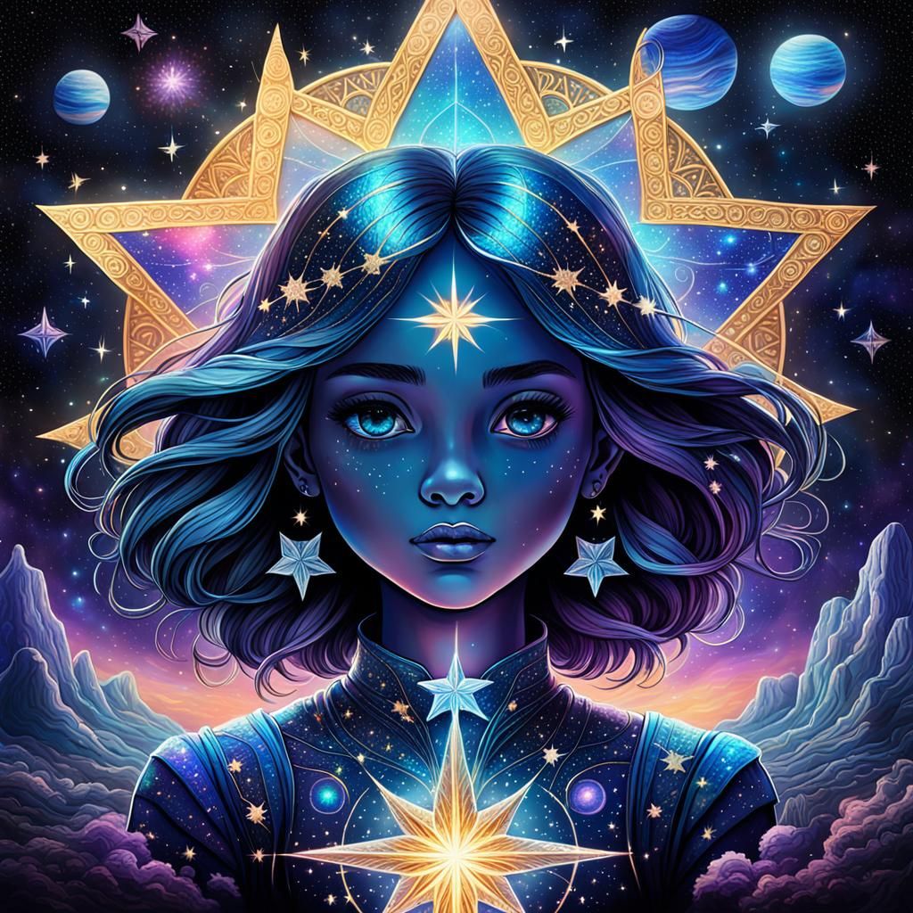 Cosmic Starry Night: A Holographic Astral Illustration