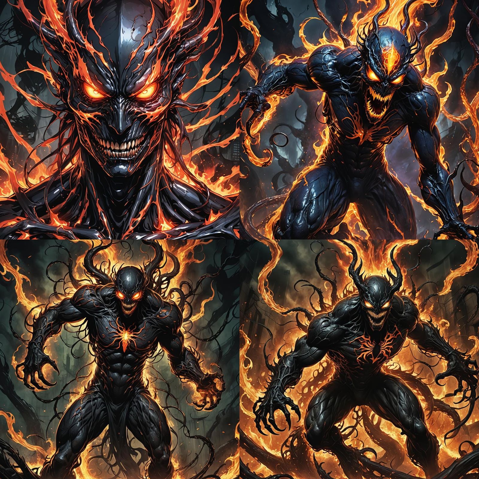 Demonic Hellfire Symbiote in Anime Style