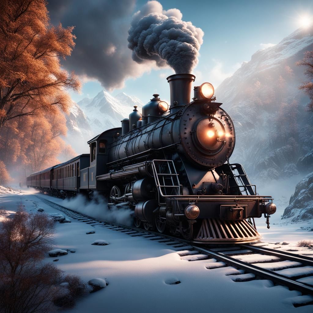 Old Smoky Train on Ice: Matte Painting