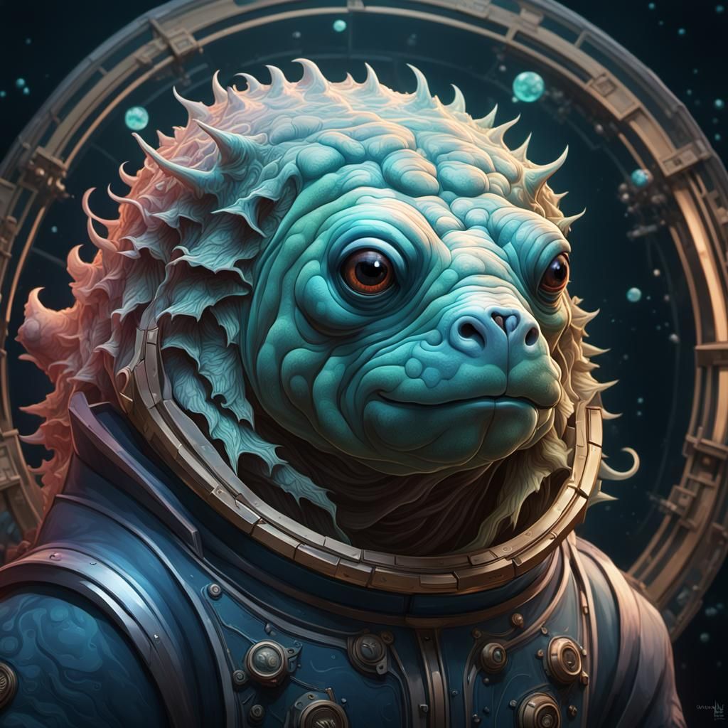 Extraterrestrial Tardigrade Homunculus Portrait in Splash Ar...