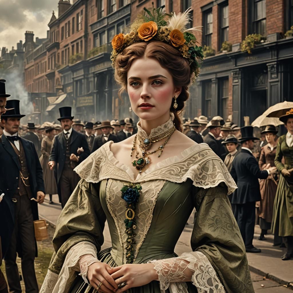 1880s Irish Suffragist: Matte Painting in Deep Color