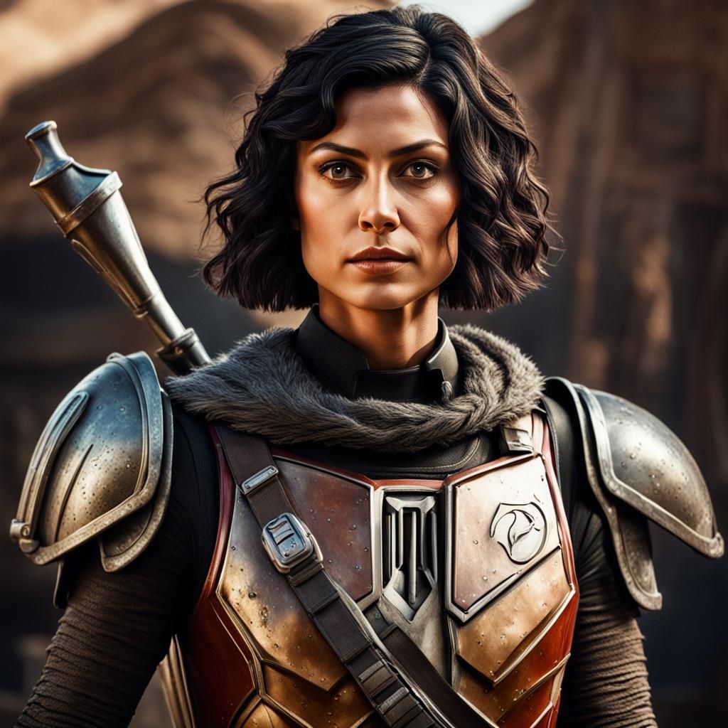 Morena Baccarin as Mandalorian Warrior: Hyperrealistic Portr...