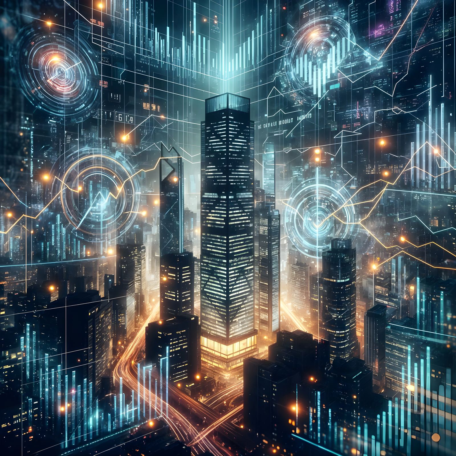 Cyberpunk Cityscape in Double Exposure