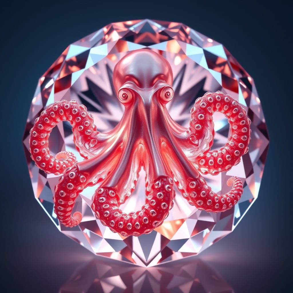 Majestic Rose-Hued Diamond hosts Surreal Octopus