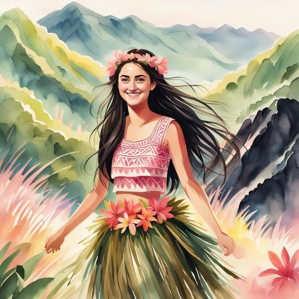 Shailene Woodley Portrait with Grass Skirt