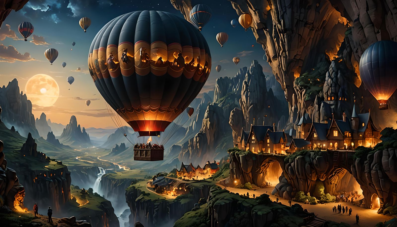 Candy Art Hot Air Balloon in a Vast Cave