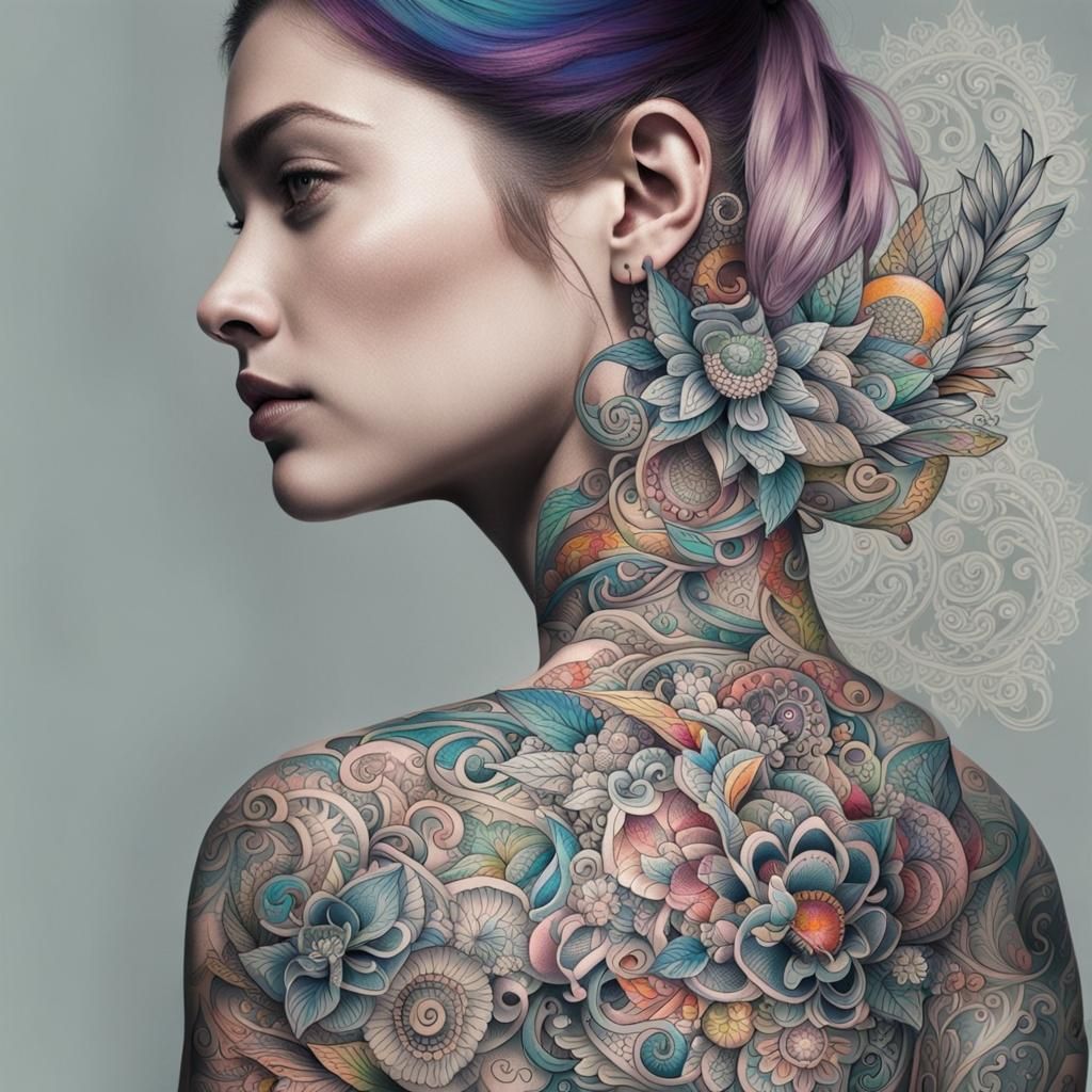 Colorful and Detailed Tattoo Art on Human Skin