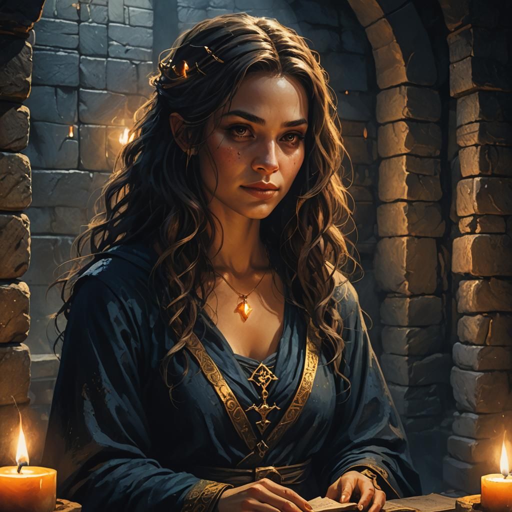 Mystic Witch Portrait in Dark Fantasy Style