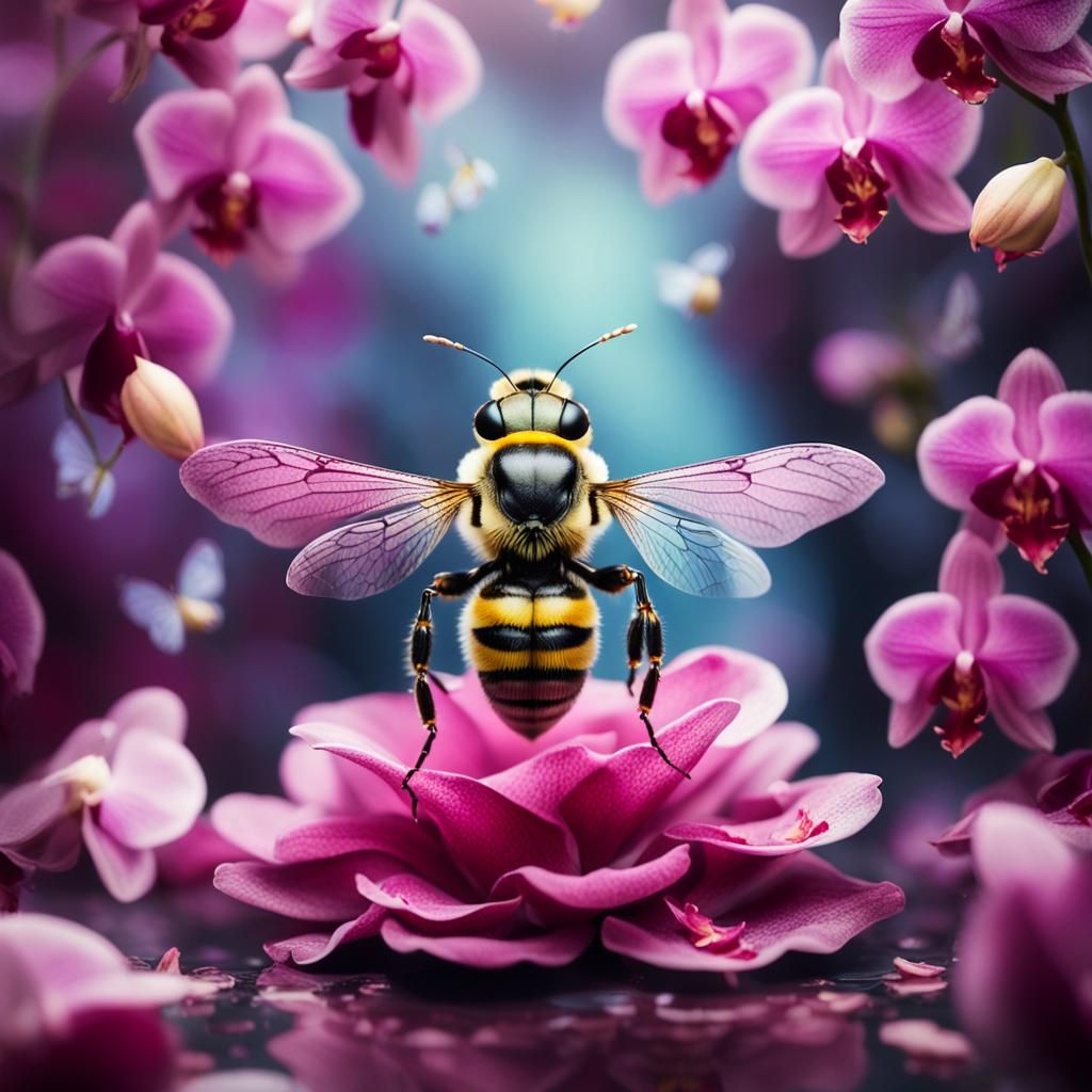 Surreal Bee Couture: A Macro Fashion Dream