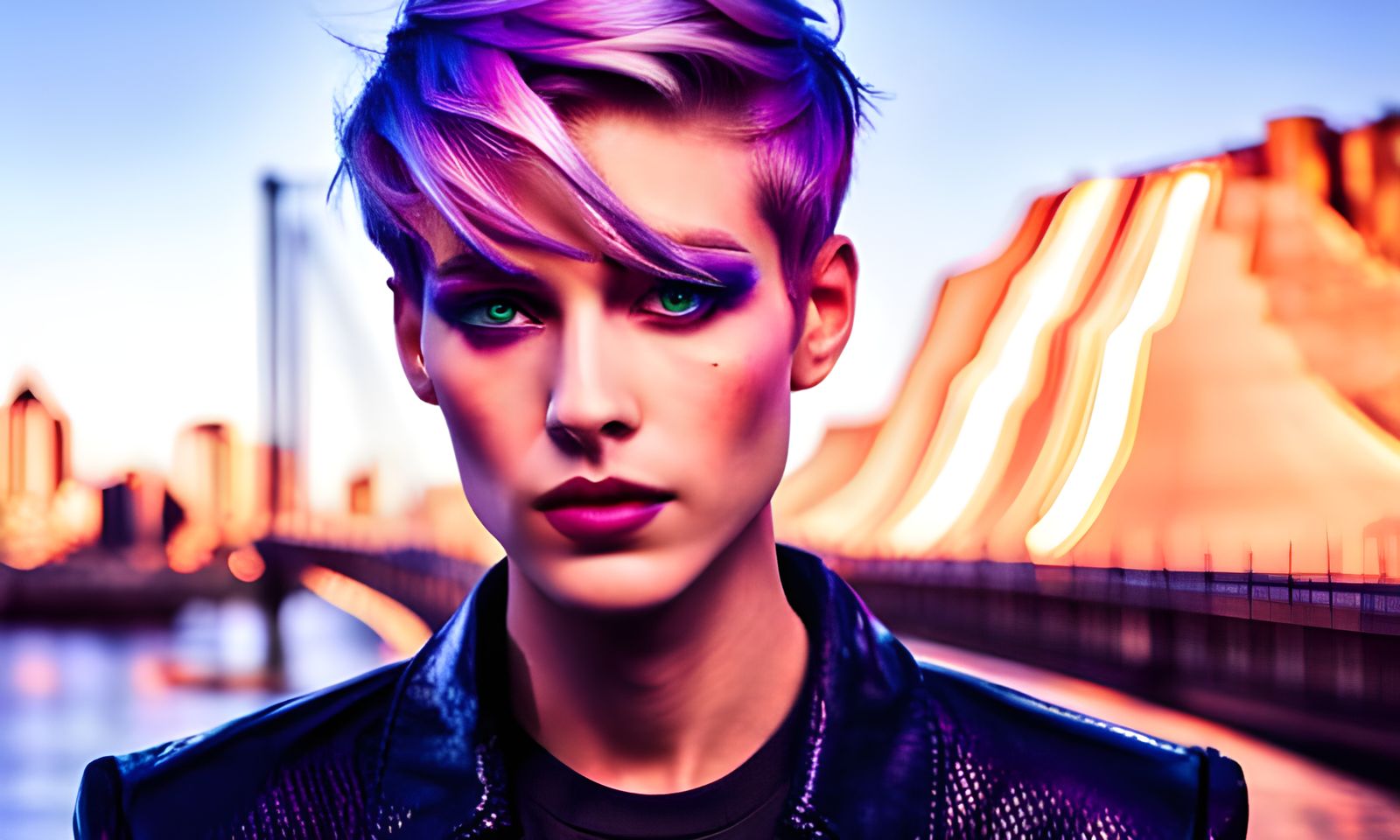 Iridescent Non-Binary Entity with Moon Pendant