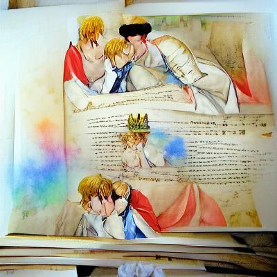 Two Princes Wedding in Anime Watercolor Style