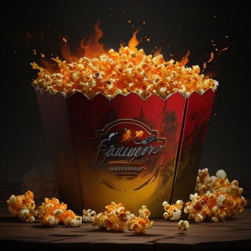 Flaming Spicy Habanero Popcorn: Detailed Matte Painting