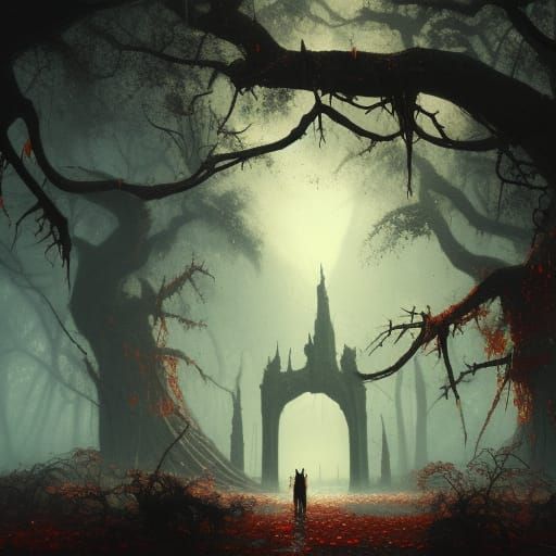 Eerie Gothic Horror Mangrove Tree in Autumn