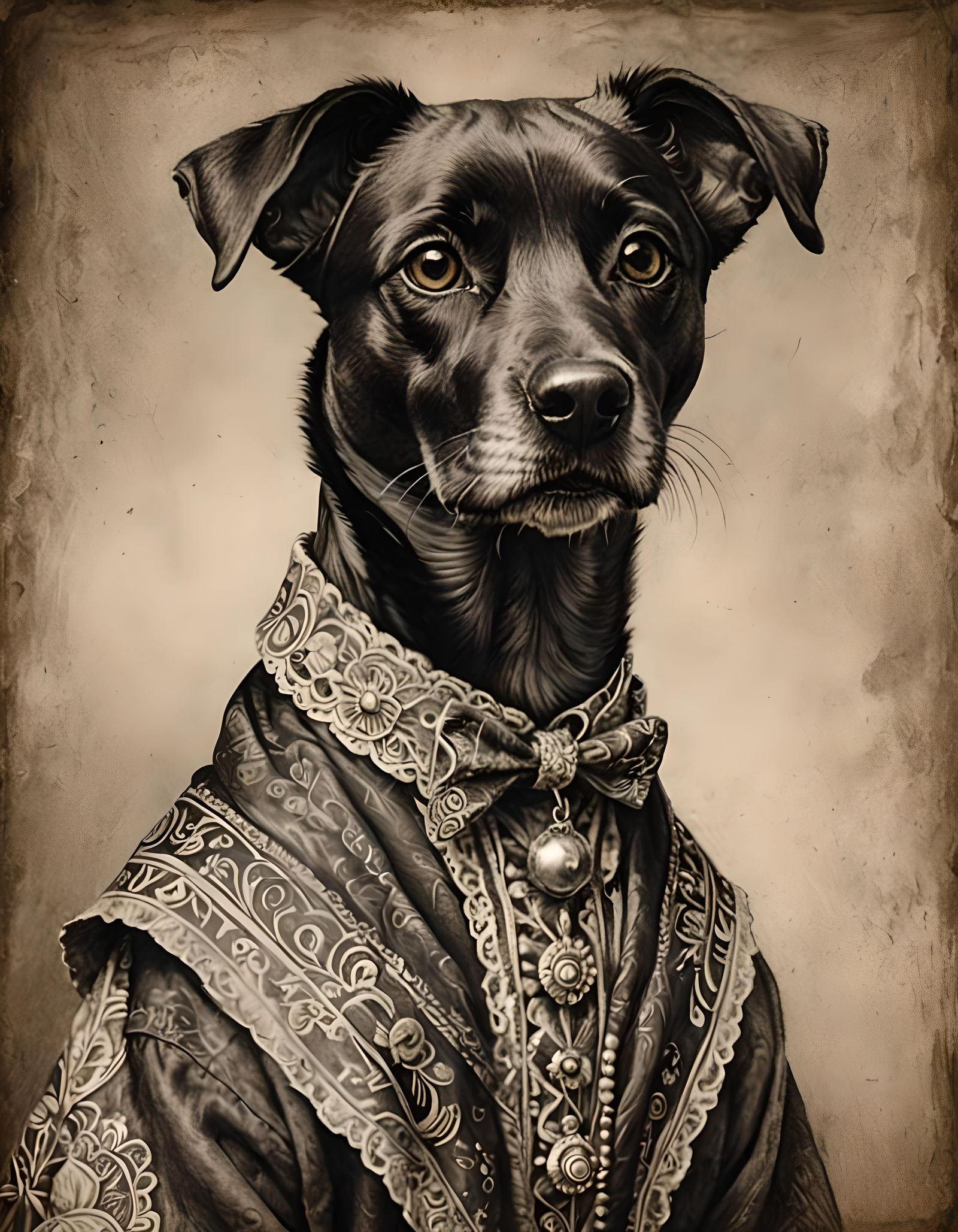 Vintage Mutt: A Detailed Charcoal Drawing