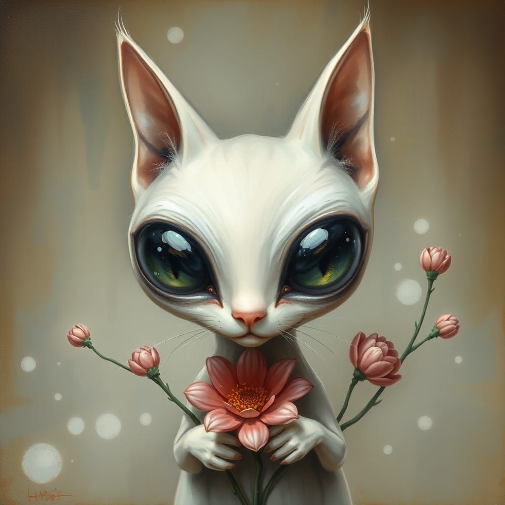 Surreal Whimsical Feline Cosmic Bloom