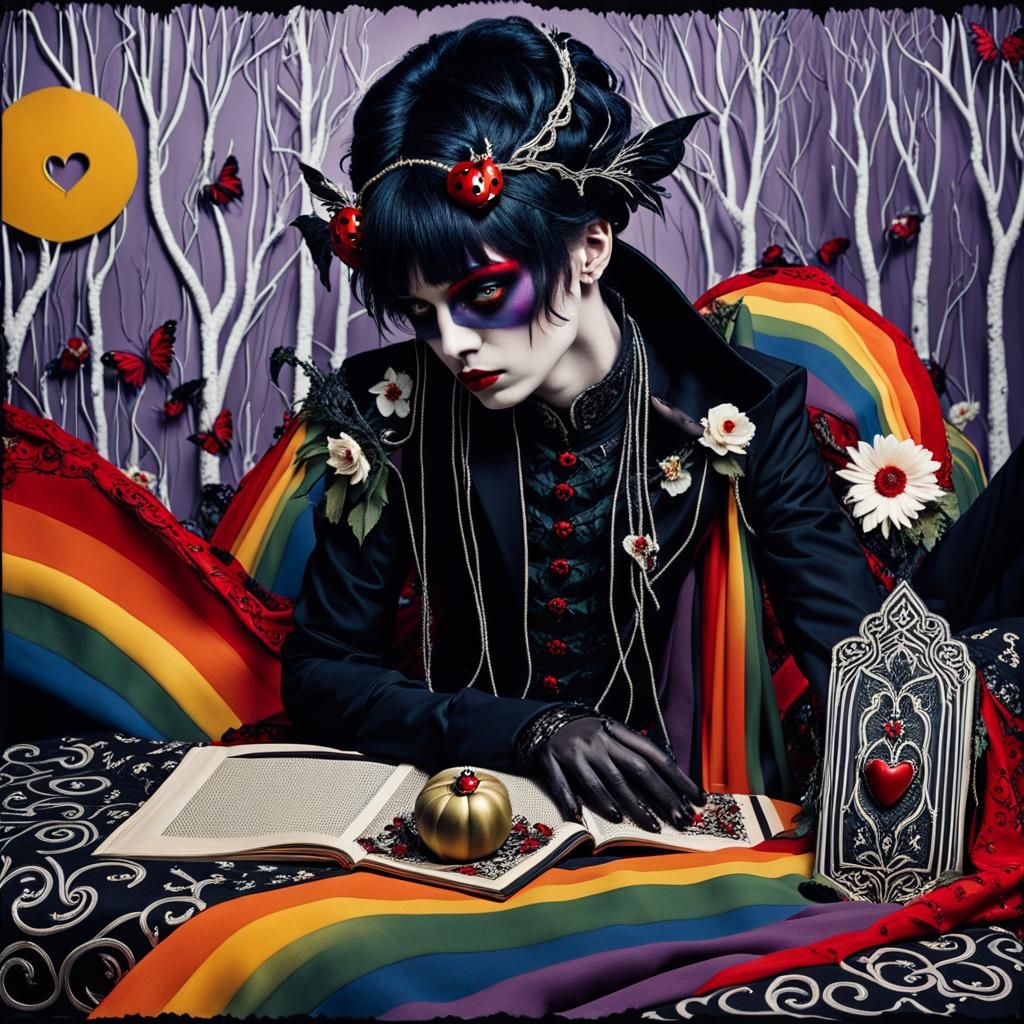 Demon Princess in Red Fabric, Tim Burton Style