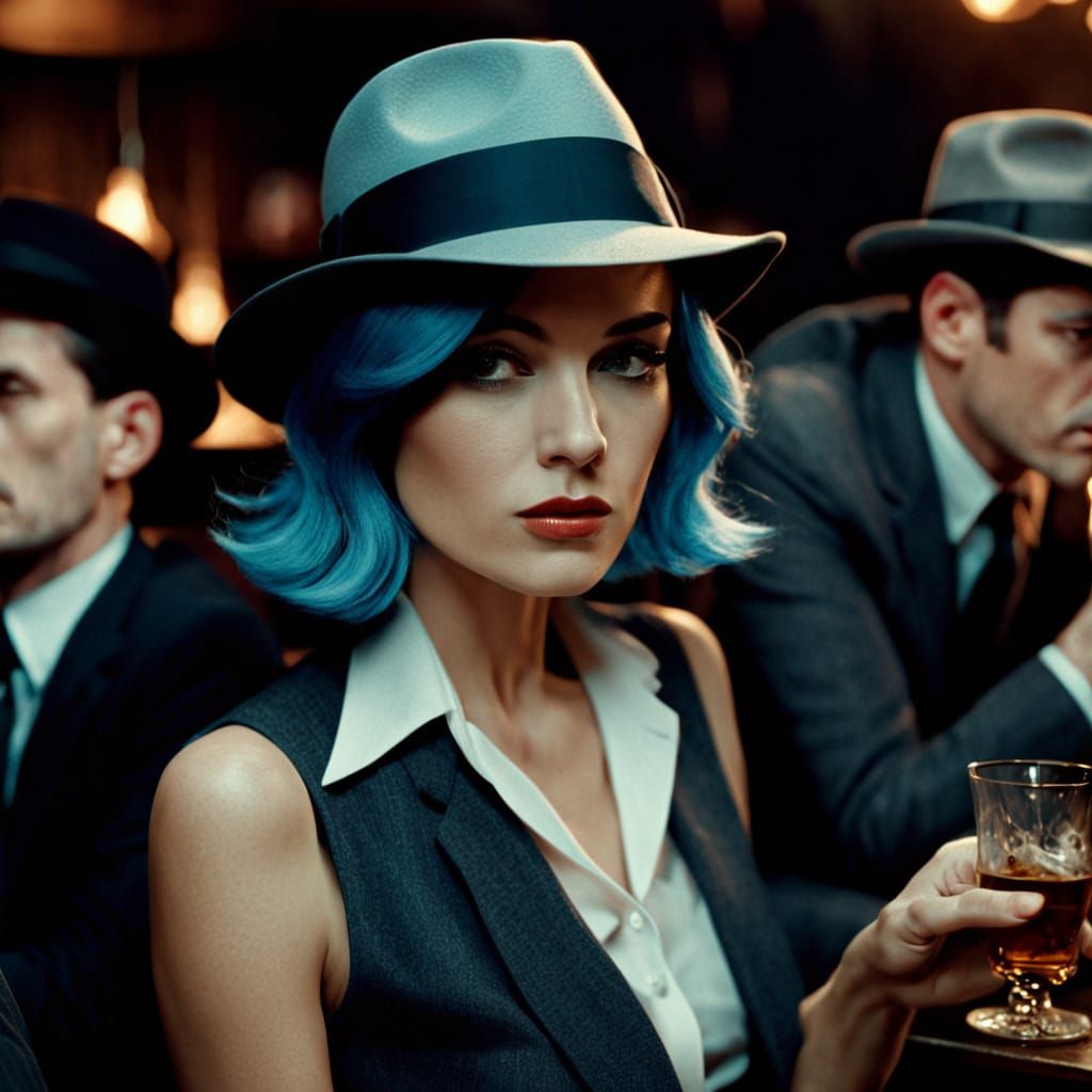 Film Noir Portrait of Woman in Fedora