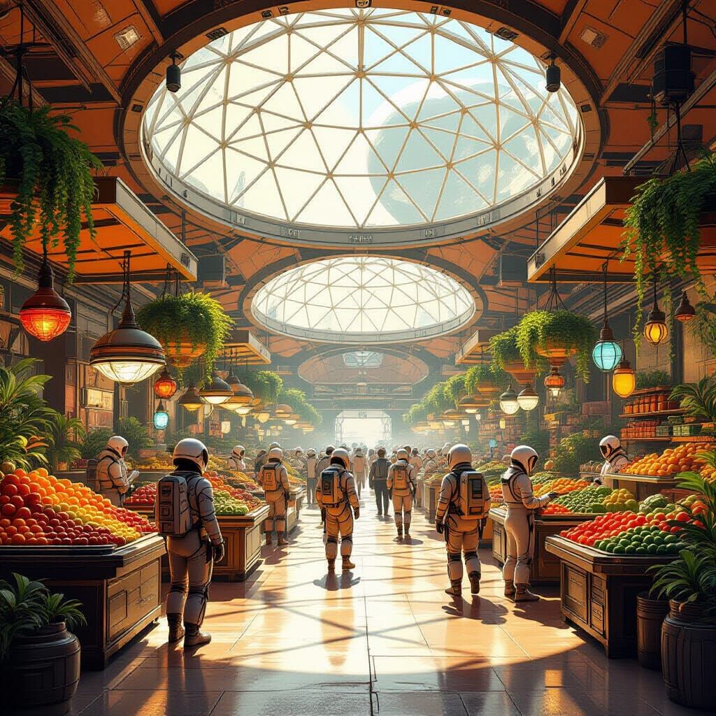 Martian Marketplace Under Geodesic Dome