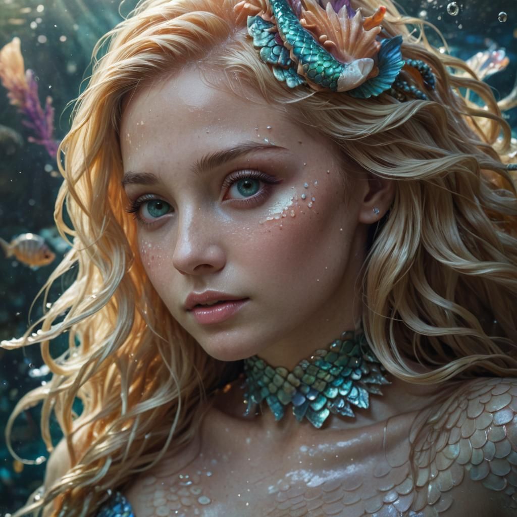 Hyperrealistic Mermaid in Ethereal Underwater Scene