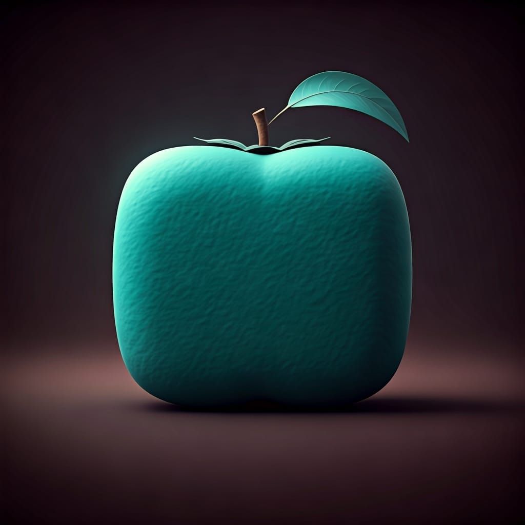 Vibrant Turquoise Square Fruit in Retrofuturism Style