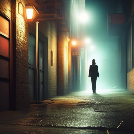 Film Noir: Detective and Femme Fatale in Alley