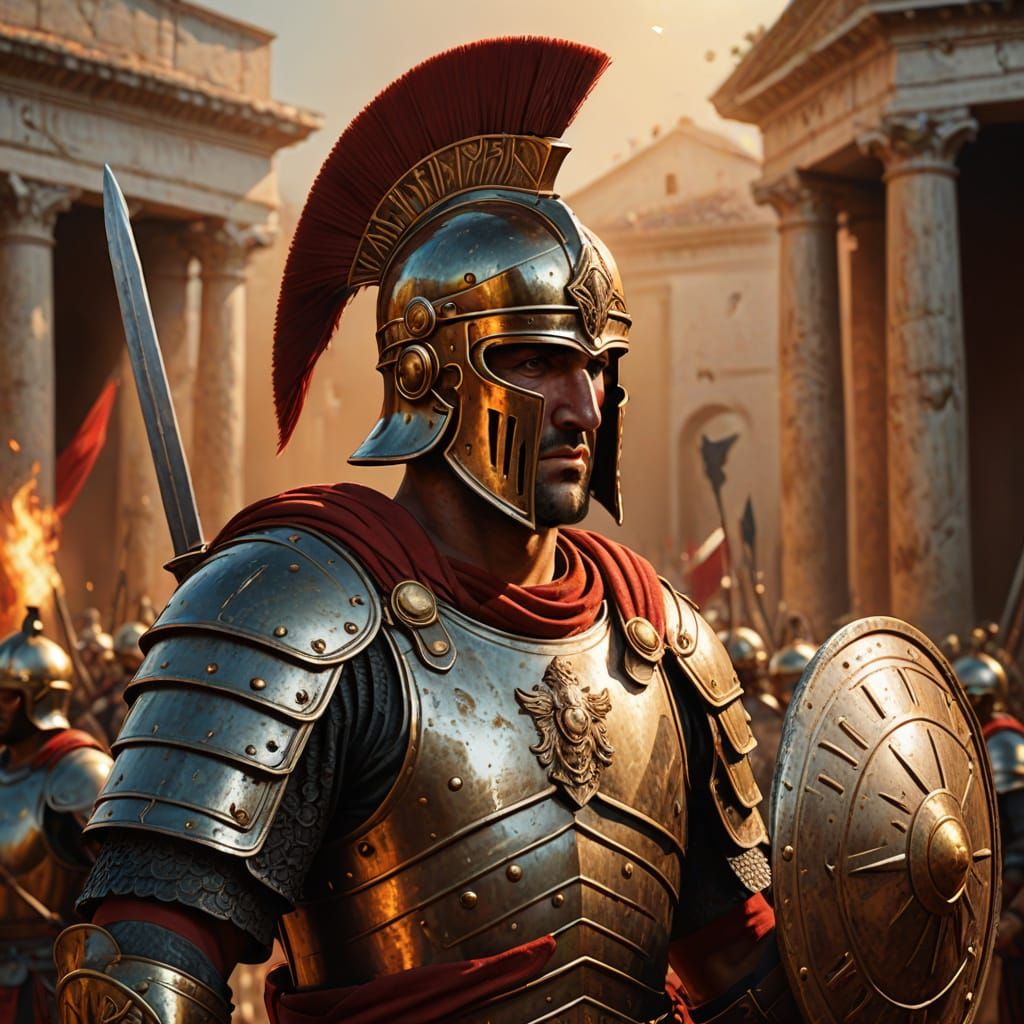 Roman Legionary with Scutum and Gladius in Digital Art