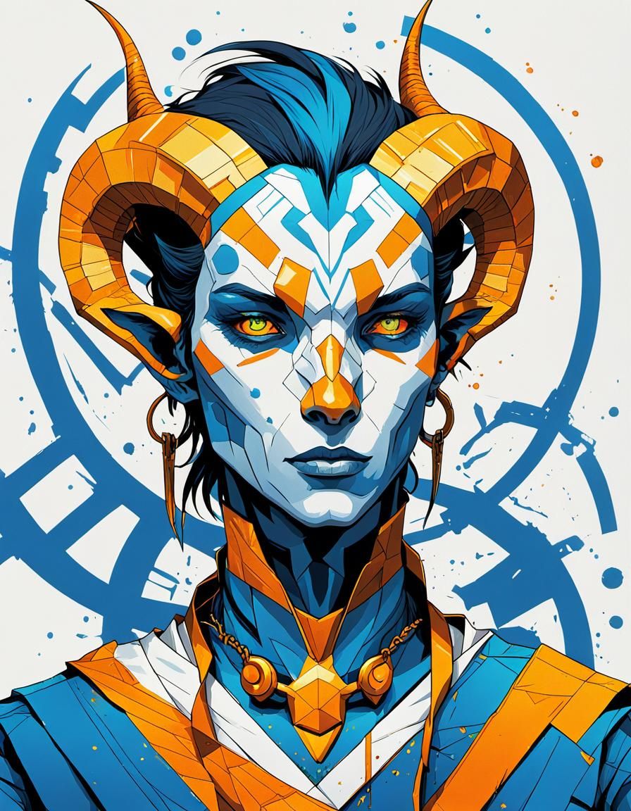 Tiefling in Rags: Bold Digital Art Print