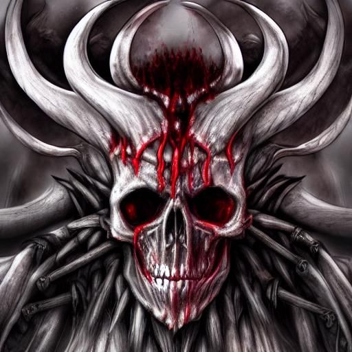 Blood God Skull with Horns in High Resolution
