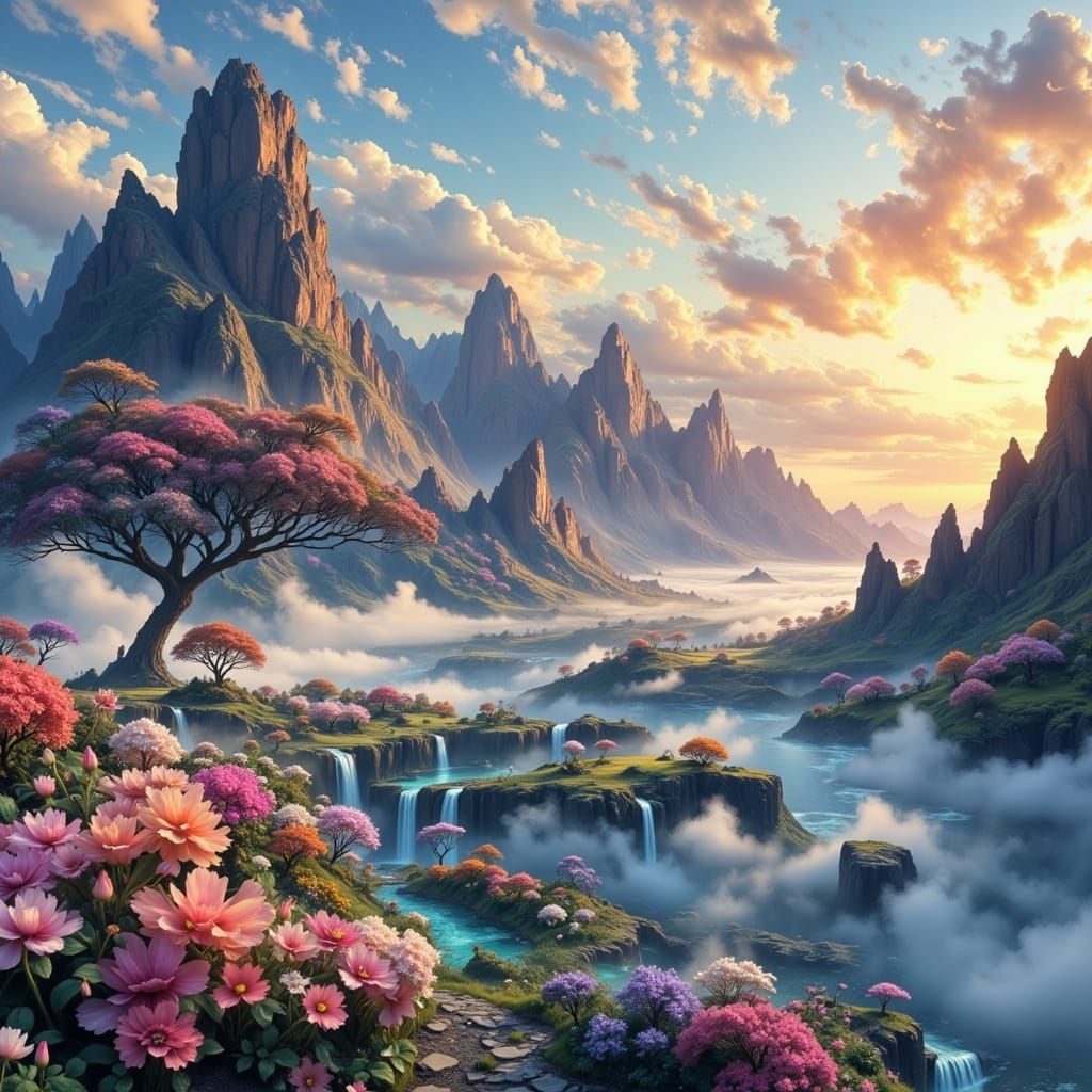 Vibrant Anime Landscape in 3D Art Style