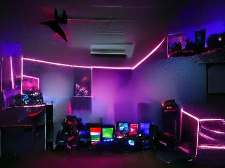 Synthwave Gamer Room with RGB PC Setup